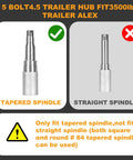 5 Bolt 4.5 Inch Trailer Hub Kit for 1 to 1.375 Inch Tapered Axles with 84 Spindle Comparison of Tapered and Straight Spindles