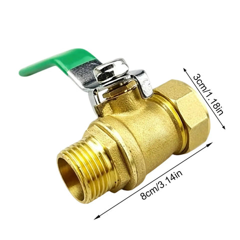 Heavy Duty Brass Ball Valve With Compression Fitting For Aluminum Composite Pipe, 8cm size, green quarter turn handle, plumbing valve.