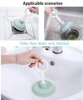 Compact Handheld Drain Plunger Kit For Kitchens And Bathrooms, Mini Clog Remover Tool in various sink drain scenarios