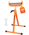 Built Tough Heavy Duty Folding Roller Stand 2 Pack With Adjustable Height Quick Knob Lock Casters, supports 250 lbs, stable orange frame.