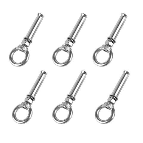 Beefy Heavy Duty Concrete Wall Eyebolt Anchors Set, 6 Pcs Expansion Eyebolts M6x70mm In 304 Stainless Steel for secure fastening