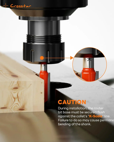 Router using Carbide Straight Router Bit Set With One Quarter Inch Shank Nine Size Pack For Woodworking on wood surface