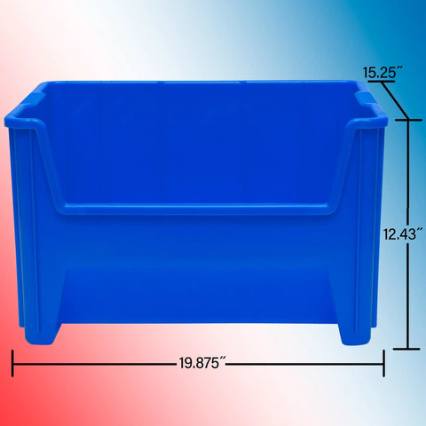 Heavy Duty Stackable Storage Bins For Garage And Closet Organization Open Front Plastic Organizer For Tools And Shelves 15 By 20 By 12 And A Half Inches Gray 3 Pack