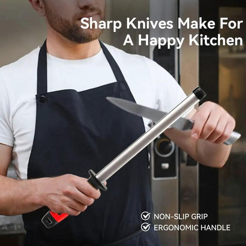 10 Inch Diamond Knife Sharpener Rod For Kitchen And Outdoor Knives Pro Grade For Master Chefs Hunters And Home Gourmets in use