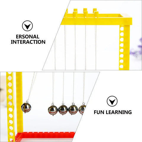 Newton Cradle Balance Ball Science DIY Assembly Educational Physics Experiment Desk Decor For Home Office Study Nerdy Desk Toy That Demonstrates Momentum And Conservation Of Energy with multi-color frame.