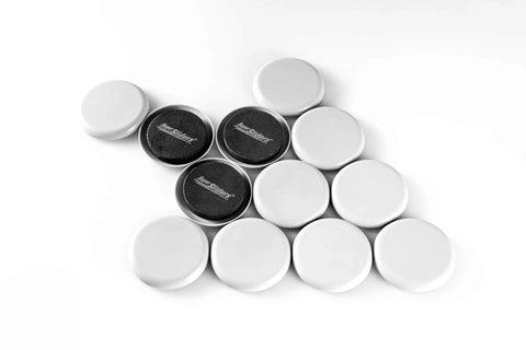 Move Heavy Furniture Easily With Round Reusable Sliders For Carpet Eight Pack Gray Two And A Half Inch Diameter Furniture Sliders For Sofas Tables Desks And More Protect Floors And Make Rearranging A Breeze displayed in a group with a mix of gray and white surfaces.