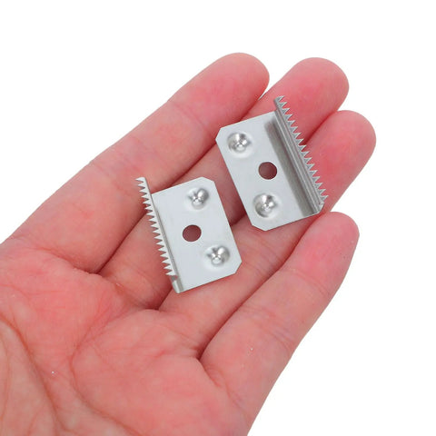 Stainless Steel Tape Dispenser Blade Replacement Serrated Utility Cutter Blades 10 Pack For Packing Tape Dispensers Office And Shipping Use Your Go To Durable Spare Parts, two blades in hand