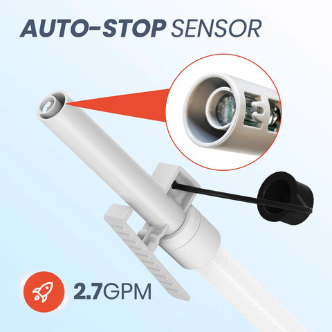 Nitigo electric fuel transfer pump with auto-stop sensor; white portable pump with long hose for gasoline/diesel