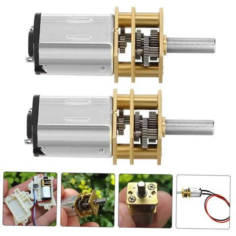 Detailed view of 6 Pack Micro Metal Gear Motors with Mini Gear Reducer, showing durable metal construction and output shaft for robots and drones.