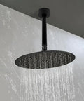 Shower System, 10" Rain Head, Handheld, Matte Black with Rough-In Valve featuring a 10-inch ceiling-mounted shower head.