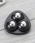 Close-up of a black 12pcs Ball Swivel Caster Wheel for Furniture and Dressers, showing three shiny metal balls on a durable base.