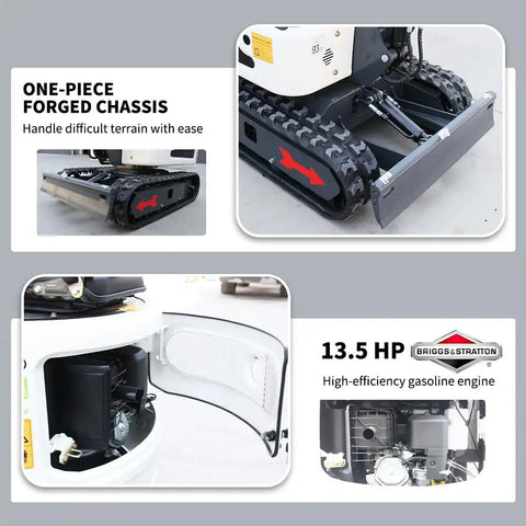 One Point Two Ton Mini Excavator With Nine Attachments For DIY Yard Landscaping 13.5HP Briggs And Stratton Gas Engine