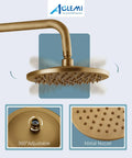 Antique Brass Tub Shower Faucet Set With 8 Inch Shower Head Handheld Spray And Diverter Triple Function Mixer feature details