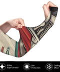 Fresh Retro Garage Mechanic Arm Sleeves With Thumb Holes UPF Sun Block Super Lightweight Cooling Wrap shown being pulled on arm.