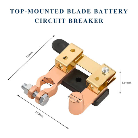 Dimensions of Heavy Duty Knife Blade Battery Disconnect Switch For Car, Truck And RV 12V 24V Top Post Negative Terminal Quick Disconnect Isolator.