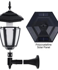 Four Pack Solar Flame Wall Lanterns Outdoor Lights Solar Powered No Wiring Needed Sconce LED Flickering Flame components view