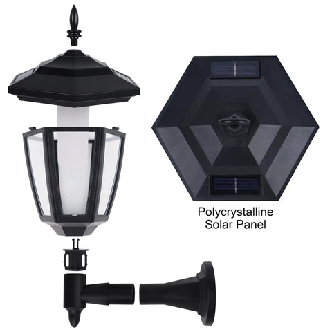 Four Pack Solar Flame Wall Lanterns Outdoor Lights Solar Powered No Wiring Needed Sconce LED Flickering Flame components view