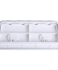 Amarine Made boat hatch lid, marine-grade white plastic, 24 by 9-5/8 inches, interior latch fittings visible