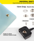 ESD Mat Anti Static Grounding Kit with 10mm universal snap, screws, and low profile grounding plug adapter setup.