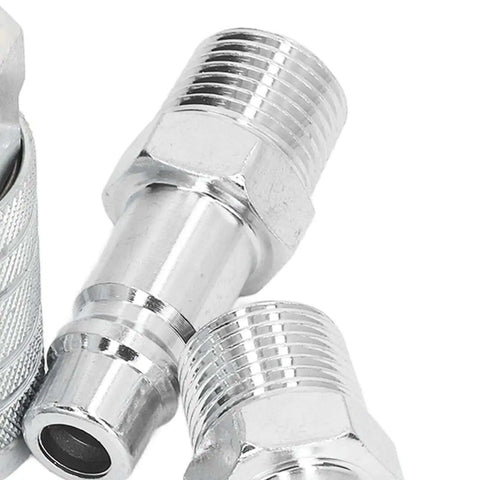 Premium 4 Piece Air Hose Fitting Kit 1/2 Inch NPT Quick Connector Set with Six Ball Locking System For High Tools And Pneumatic Gear Up To 300 Psi chrome fittings