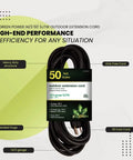 Beefy 50 Foot Outdoor Extension Cord 14/3 SJTW Black Not For EV Chargers 2 Pack Contractor Grade with Molded Plugs