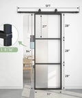 Frosted Glass Barn Door 30In By 84In With Top Mounted Hardware Kit Soft Close Black Carbon Steel Frame Tempered Glass Sliding Door Easy Assembly Privacy On Point Modern Look