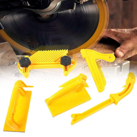 Five Piece Safety Push Block Set for DIY Woodworking Router Tables and Saws with push blocks, V stick, push stick, board.