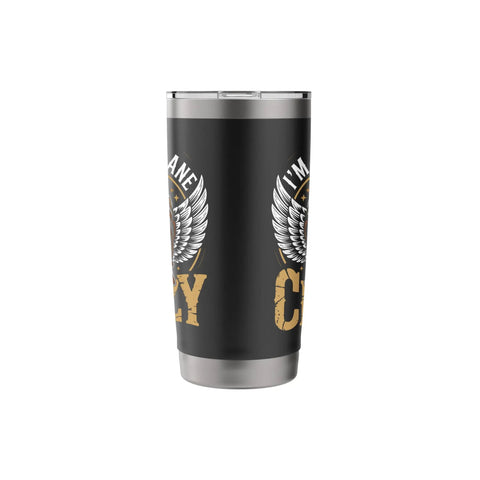 Insulated Stainless Steel Tumbler For Aviation Lovers Flight Deck Vibe Drinkware Cup Perfect For Pilots And Glider Fans Keeps Drinks Cold Or Hot On Tow And Training With Rugged Aviation Style with airplane wings design.