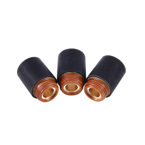 Three black and copper retaining caps for PMX 30XP plasma cutting torch, Two Pack 420114 Retaining Cap For PMX 30XP Plasma Cutting Torch Consumables