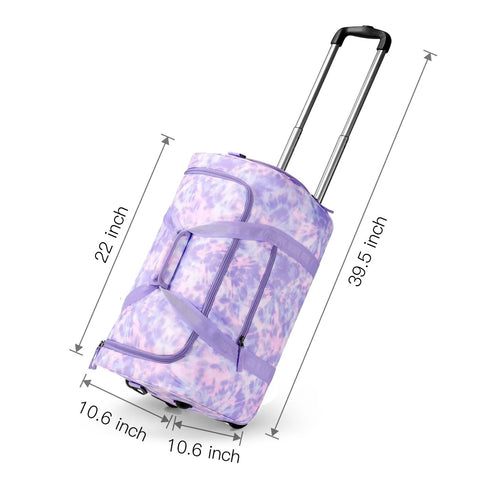 Choco Mocha 22-inch tie-dye purple rolling suitcase with wheels and telescoping handle