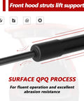Close-up of Heavy Duty Front Hood Gas Struts Built Tough As Nails For Toyota Camry 2018 To 2023 showing QPQ surface process for durability.