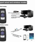 Compact 2D And 1D Grab And Go Portable Handheld Barcode Scanner With Bluetooth 2.4G And USB Wired 3 In 1 Design showing wired and wireless modes.