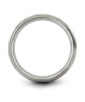 Straight Fly Tungsten Carbide Ring With Latitude Longitude Grid Map Design showing polished silver surface and circular shape.