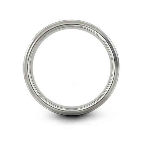 Straight Fly Tungsten Carbide Ring With Latitude Longitude Grid Map Design showing polished silver surface and circular shape.