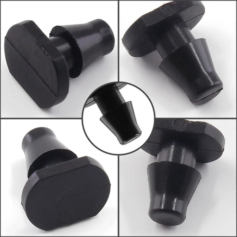 150 Pieces One Quarter Inch Drip Irrigation End Cap Plugs Barbed Tubing Fittings Kit, black plastic, close-up view