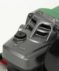Close-up of 4.5 Inch Angle Grinder showing motor casing and air vents, part of the 10.5 Amp Motor and 11,500 RPM for tough jobs.