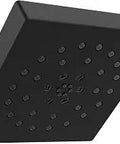 Four Setting Matte Black Shower Head With H2Okinetic Drench Spray For Dense Rainfall Like Coverage Four Inch Square Shower Head One Point