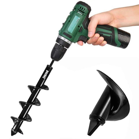 4 Inch By 25 Inch Garden Auger Drill Bit For Planting Bulbs And Bedding Plants attached to cordless drill, spiral design