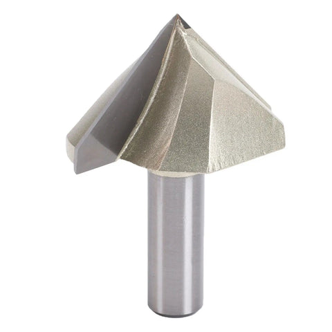 Hot Selling 90 Degree V Groove Router Bit With Tungsten Steel Carving Tips And Half Inch Shank For Woodworking Pros Needing Clean Decks, Custom Signs And Fancy Lettering Right Now, close-up view.