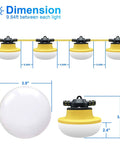 Industrial Grade Construction String Lights LED For Job Sites Renovations Extendable 200 Foot Portable Lighting dimensions