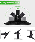 180° adjustable stand on 500W UFO LED High Bay Light Pro Grade 50000LM Daylight White 6000K To 6500K Ultra Thin Warehouse Lighting