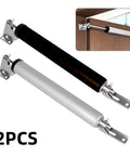 Two Piece Automatic Door Soft Close Kit with 90 Degree Positioning Stop, Adjustable Buffer in silvery and black finish.