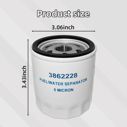 Fuel Water Separator Filter For Marine Engines Compatible With 4.3L 5.0L 5.7L 5.8L 7.4L 8.1L 8.2L product dimensions