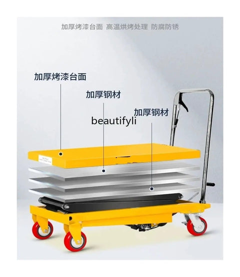 Top Rated No Fuss Heavy Lifter Scissors Lift Table Foot Pedal Hydraulic Pump Portable Manual Loading Dock Platform Sturdy Frame with wheels.