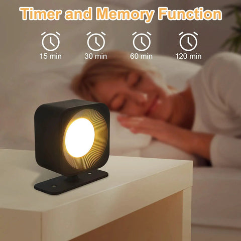 Cordless Black LED Wall Sconces With Remote And Touch Dimmer Battery Operated Reading Lights on bedside table, timer shown