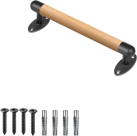 Sturdy Real Wood Handrail Designed For Indoor Stairs With Factory Attached Metal Brackets, beech wood with mounting screws.