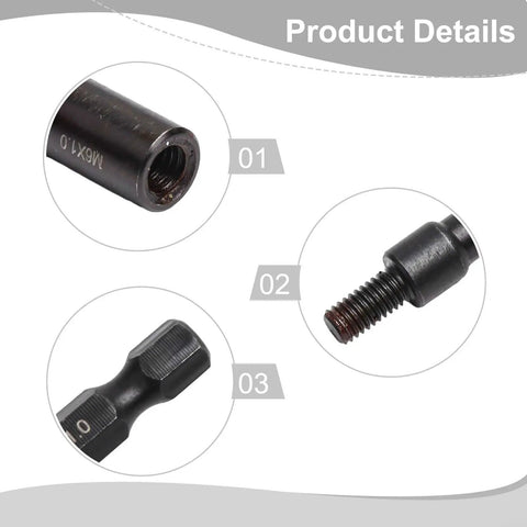 Hanger Bolt And Threaded Insert Driver Kit With Self Tapping Socket Adapters One Quarter Inch Hex Shank Chromium Vanadium Steel Drill Attachments For M6 M8 M10 Quick Install Durable Pro Grade DIY Tool Set, M6 adapter and threaded insert driver details
