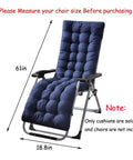 Comfy Patio Chaise Lounger Cushion With Thick Padding And Six Tie Straps for Lounge Chairs and Swing Benches Navy Blue installed on chair