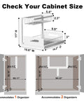 L Shaped Under Sink Organizer Featuring Smooth Operator Glides And Pipe Friendly Layout That Fits Snug In Tight Corners While Boosting Storage Capacity Straight Up dimensions for cabinet size fitting.