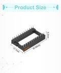 20Pcs DIP IC Socket Adapters Kit With 24 Pin Socket, 15.24mm Row Pitch, 2.54mm Pitch, showing dimensions